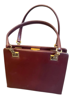 A 1960s Gucci Vintage Red Leather and Brass Hardware Evening Bag