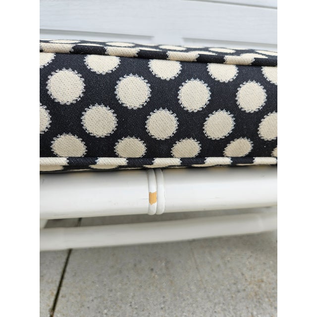 White and Black Rattan Bamboo and Reed Upholstered Bench For Sale - Image 11 of 18