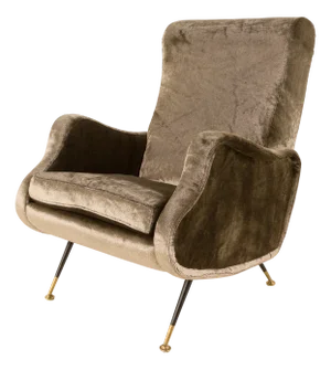 Mid-Century Modern Velvet Lounge Chair in the style of Marco Zanuso, 1960s