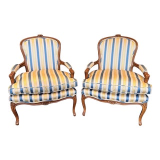 1960s French Bergere Carved Chairs- a Pair For Sale