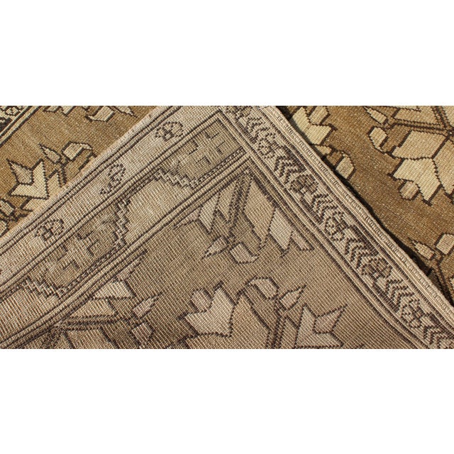 Mid 20th Century Vintage Turkish Oushak Rug With Geometric Motifs in Warm Beige Green 3'2 X 4'4 For Sale - Image 5 of 5