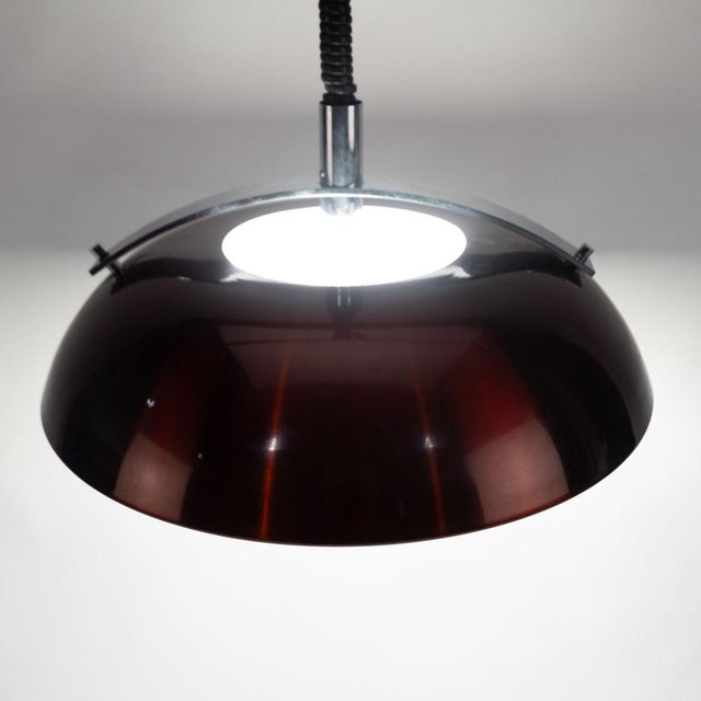 1970s Red Metallic and Chrome Pendant Lamp, 1970s For Sale - Image 5 of 8