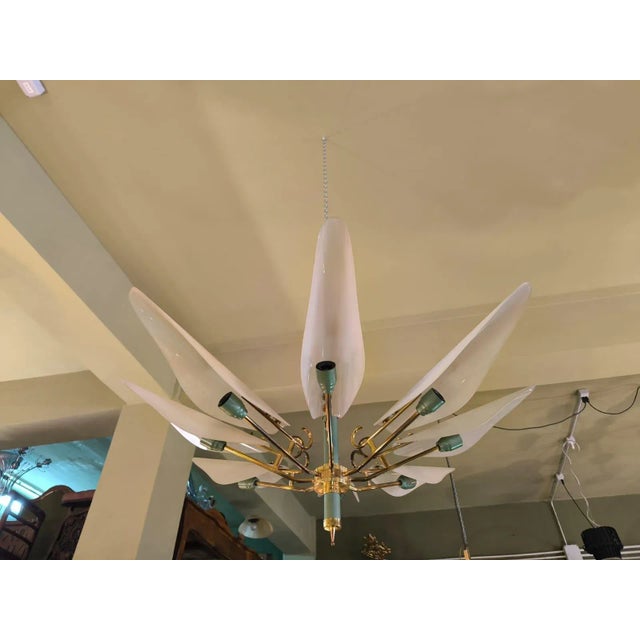 Gold Sputnik Glass Chandelier, 1960s For Sale - Image 8 of 8