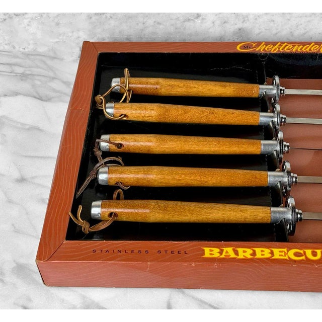 Mid 20th Century Mid-Century California Atomic 5pc Walnut & Stainless Steel Barbecue Grilling Tools For Sale - Image 5 of 7