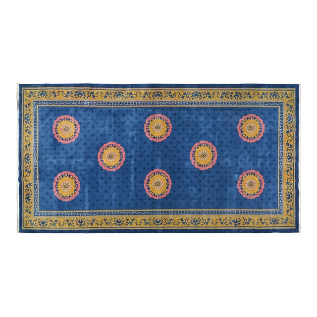 Vintage Chinese Art Deco Hand Knotted Wool Rug, 8'x15'4'' For Sale