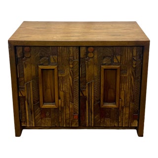 Vintage Lane Brutalist Paul Evans Pueblo Style Solid Oak Nightstand For Sale