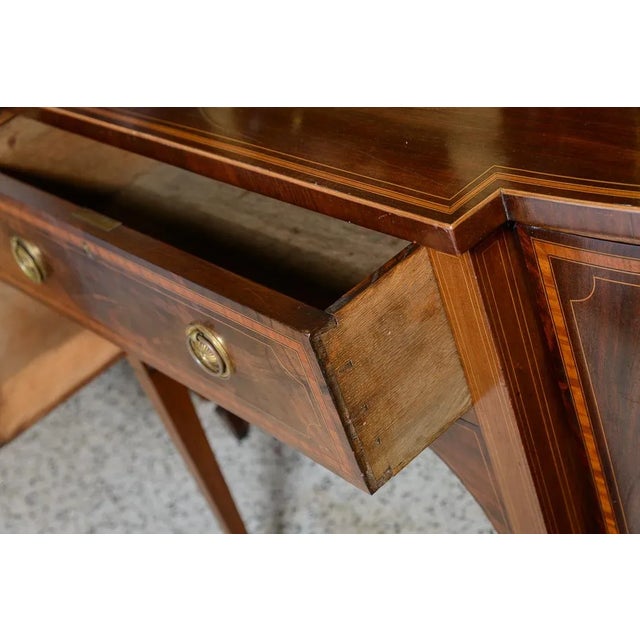 English Sheraton Style Mahogany Sideboard With Brass Rail For Sale - Image 4 of 10