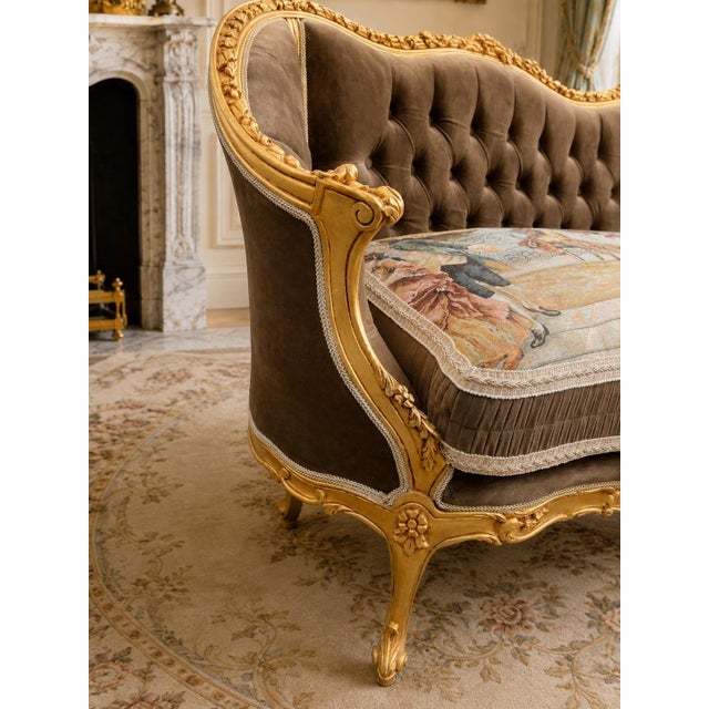 1950s French Atelier Louis XVI Gold Beech Settee - 1 Pc For Sale - Image 10 of 13