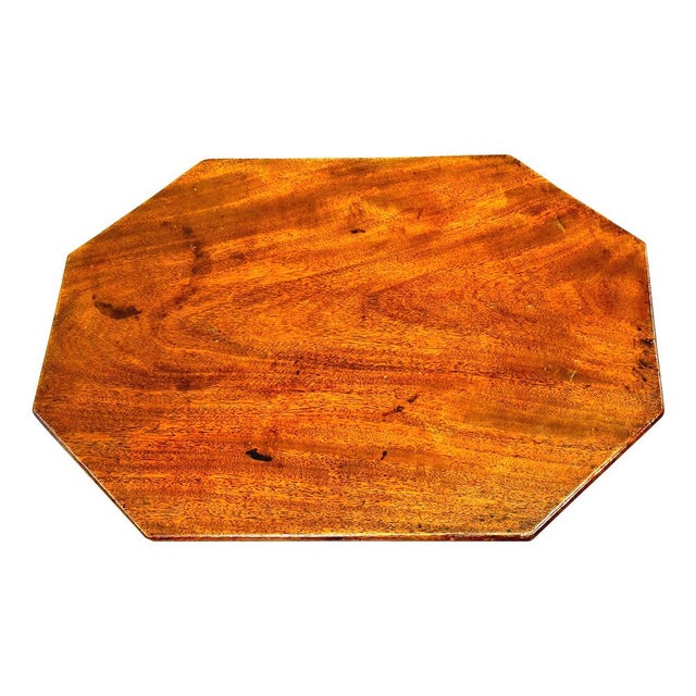 A Very Good Quality George III Period Mahogany Wine Table, Having Extremely Well Figured Octagonal Top, Over Elegant...