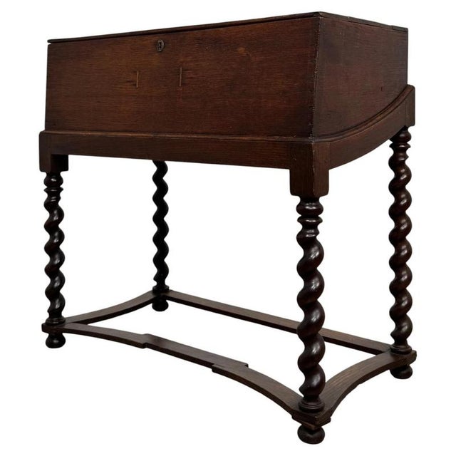 19th Century Victorian English Oak Box on Stand For Sale - Image 10 of 11