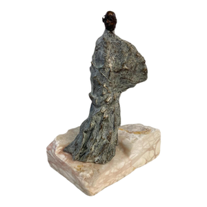 Vintage Mid Century Marble and Bronze Gandhi Sculpture by J. Hammer