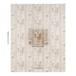 Schumacher X Rita Konig Elizabeth Chintz Fabric In Neutral For Sale