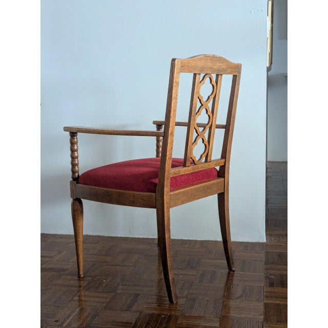 Mid Century Rococo Revival Armchair With Red Velvet Seat For Sale - Image 4 of 5