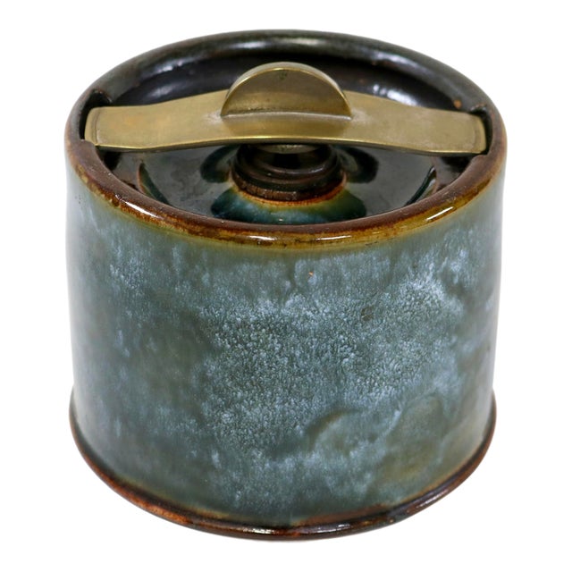 1920s Royal Doulton Lambeth Crystalline Glaze Stoneware Tobacco Jar Humidor by Minnie Webb For Sale