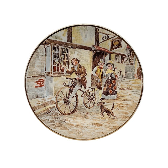 Very rare and interesting trio of English Edwardian breweriana decorative plates. Two smaller plates are Dickens...