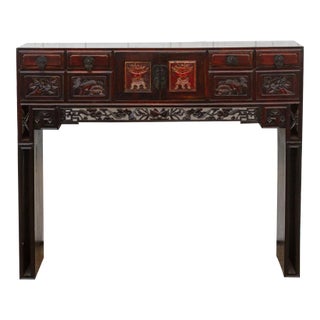 Finely Carved Antique Kang Console Table For Sale