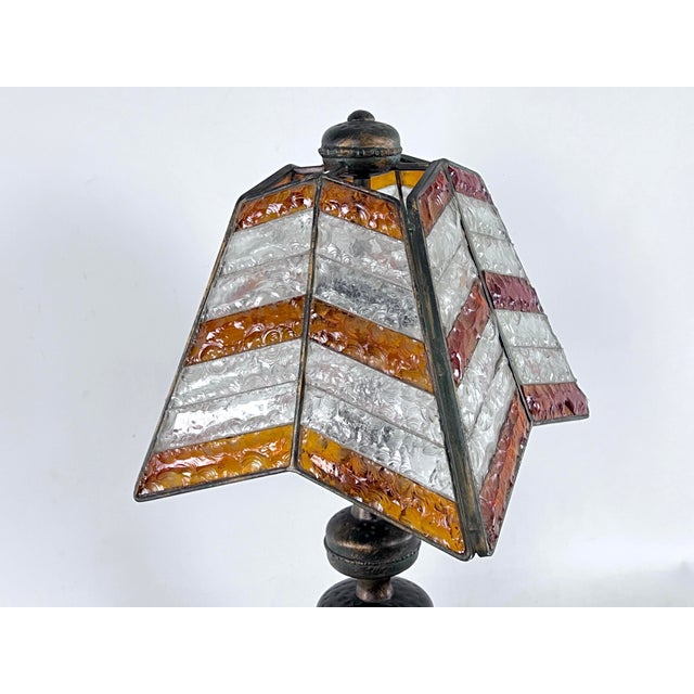 Large Brutalist Thick Glass and Metal Table Lamp by Longobard, Italy, 1970s For Sale - Image 6 of 18