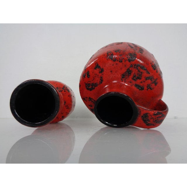 Red Lava Ceramic Vases from Gräflich Ortenburg, 1960s, Set of 2 For Sale - Image 13 of 18