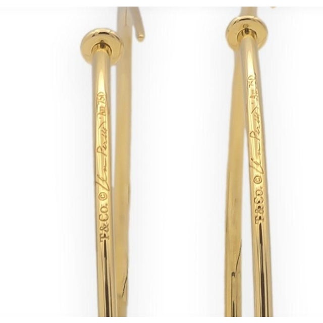 Early 21st Century Tiffany & Co. Elsa Peretti 18k Gold Diamond Hoop Earrings 44mm Medium, A Pair For Sale - Image 5 of 6