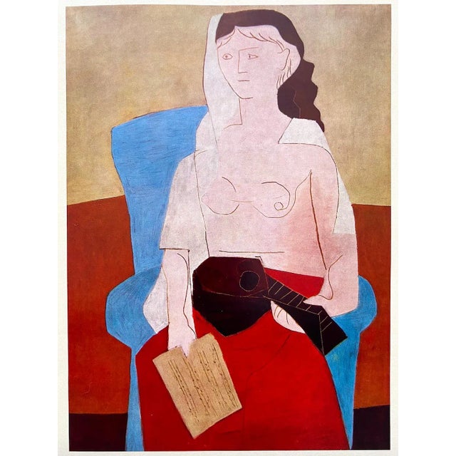 Pablo Picasso Vintage 1964 Mid Century Modern Lithograph Print " Woman With Mandolin " 1925 For Sale - Image 9 of 10
