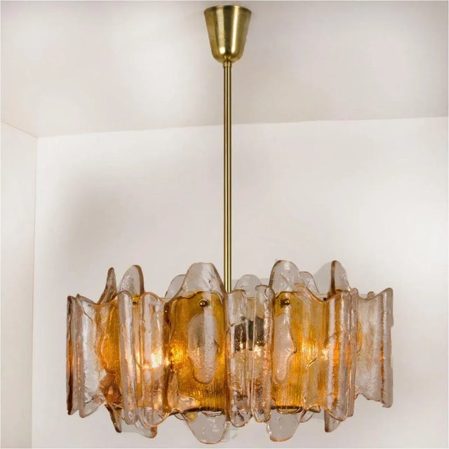 Crystal Glass Chandelier & Wall Lights by J.T. Kalmar, Set of 3 For Sale - Image 9 of 14