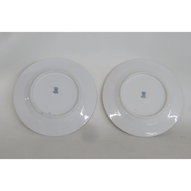 White Schumann Bavaria Empress Dresden Flowers White Porcelain Plates 2pc Pair #5139b For Sale - Image 8 of 10