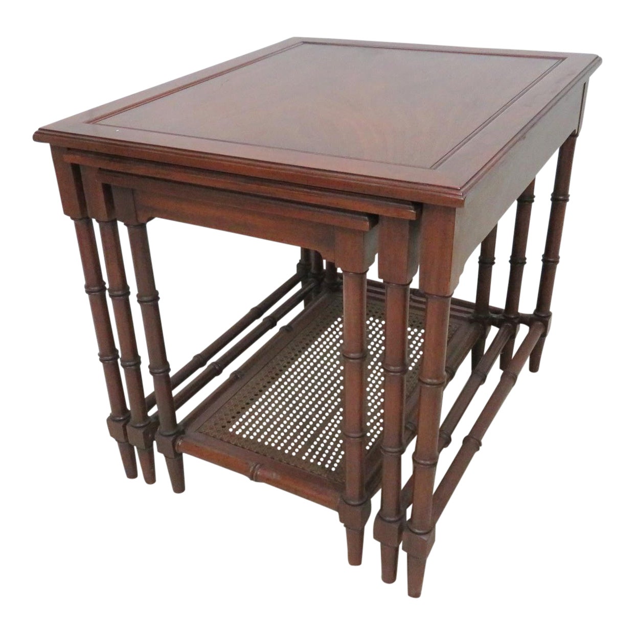 Cherry Faux Bamboo Nesting Tables Set Of 3 Chairish