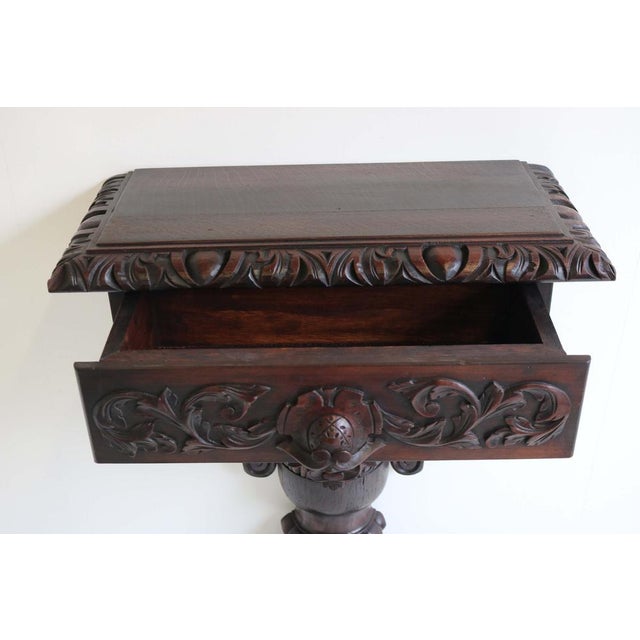 Antique 19th Century French Console / Wall Table with Drawer in Oak, 1870 For Sale - Image 3 of 11