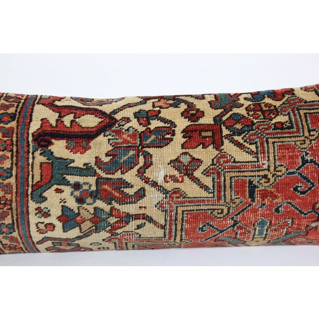 Early 20th Century Antique Persian Heriz Lumbar Rug Pillow – Rare Handwoven Textile -16'' X 43'' For Sale - Image 5 of 10