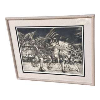 Vintage Michigan Wolverine Basketball 1987 Takeshi Yamada Framed Intaglio Print For Sale