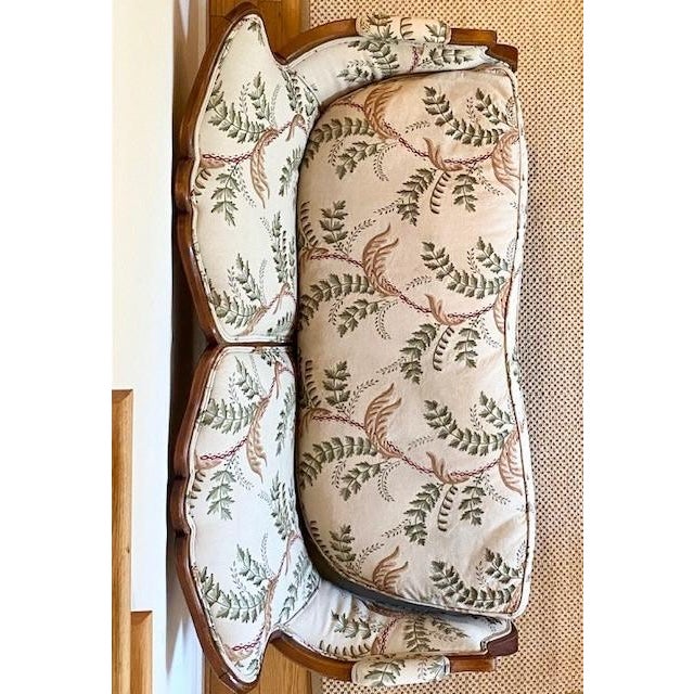 Antique Settee Upholstered in Botanical Embroidery by Jane Shelton For Sale - Image 10 of 12