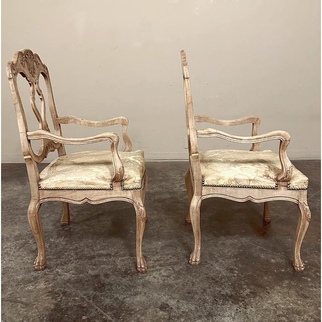Ecru Antique Liegoise Louis XIV Armchairs in Stripped Oak For Sale - Image 8 of 16