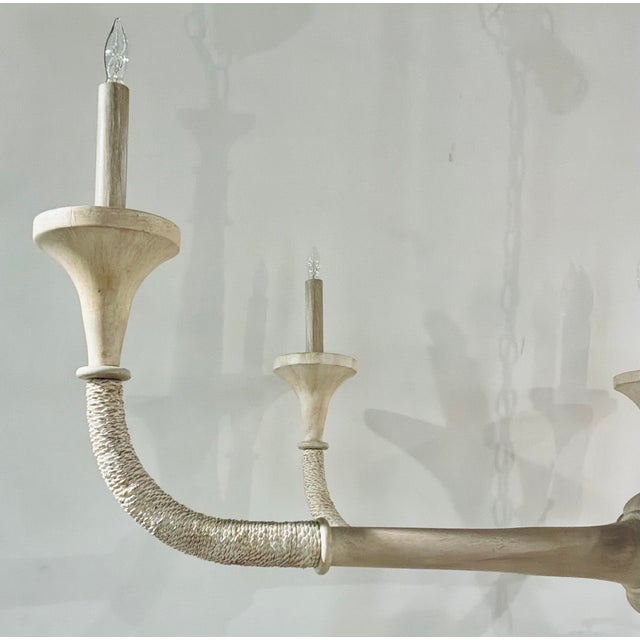 2020s Currey & Company Modern Wood and Abaca Sandstone Aleister Chandelier For Sale - Image 5 of 5