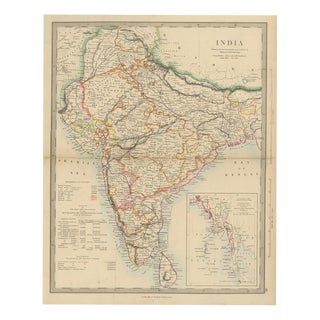 Antique Map of India with Railways Sanctioned by the East India Company, 1858 For Sale