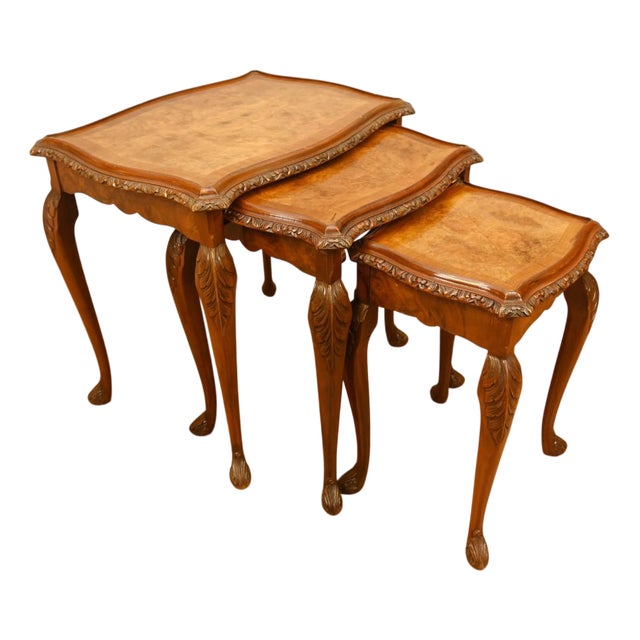 Walnut Nest Tables from Epstein Co, 1930s, Set of 3 For Sale