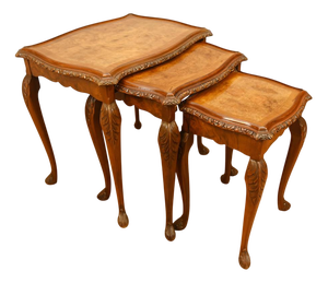Walnut Nest Tables from Epstein Co, 1930s, Set of 3