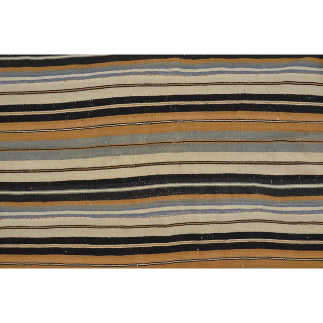 Orange 1960s Striped Deign Organic Wool Modern Kilim For Sale - Image 8 of 11