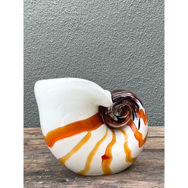Late 20th Century Vintage a Italian Murano Glass Nautilus Shell For Sale - Image 5 of 12