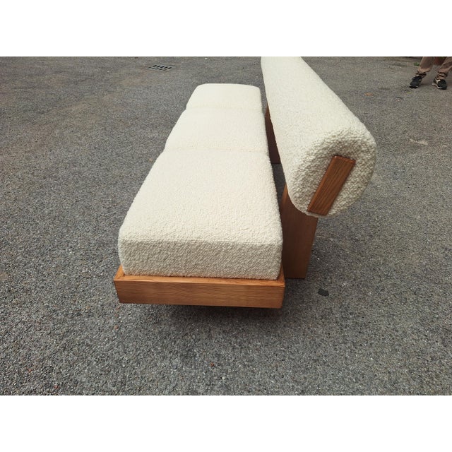 Sofa in Light Wood and White Teddy Bear Bouclé Fabric, 1990s For Sale - Image 12 of 18
