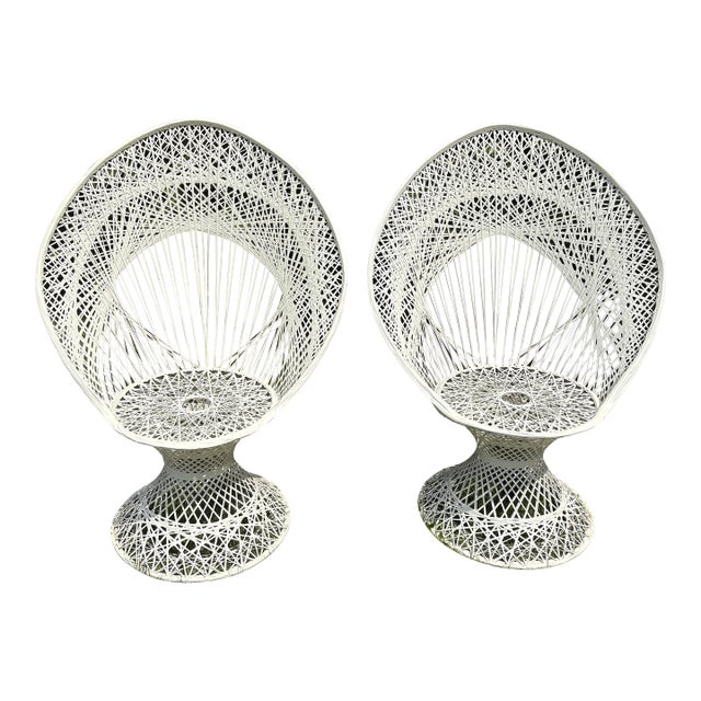 Mid Century Russel Woodward Spun Fiberglass Peacock Chairs - A Pair For Sale