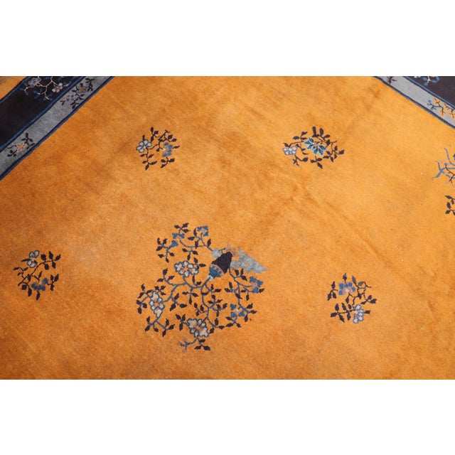 20th Century Zabihi Collection Pumpkin Color Chinese Room Size Rug - 9' x 11'6" For Sale - Image 9 of 10