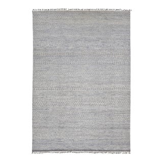 Modern Moroccan Tribal Abstract Wool Area Rug – Soft Blue & Slate Grey 10x14 For Sale