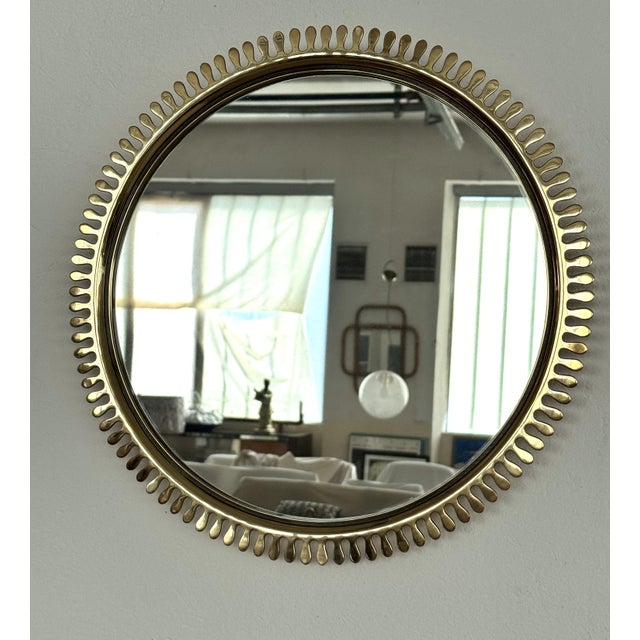 Mid-Century Wall Mirror in Brass by Vereinigte Werkstätten, 1970s For Sale - Image 10 of 13