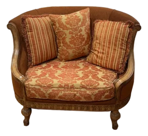 Custom Italian French Provincial Settee Large Bronze Chenille Armchair