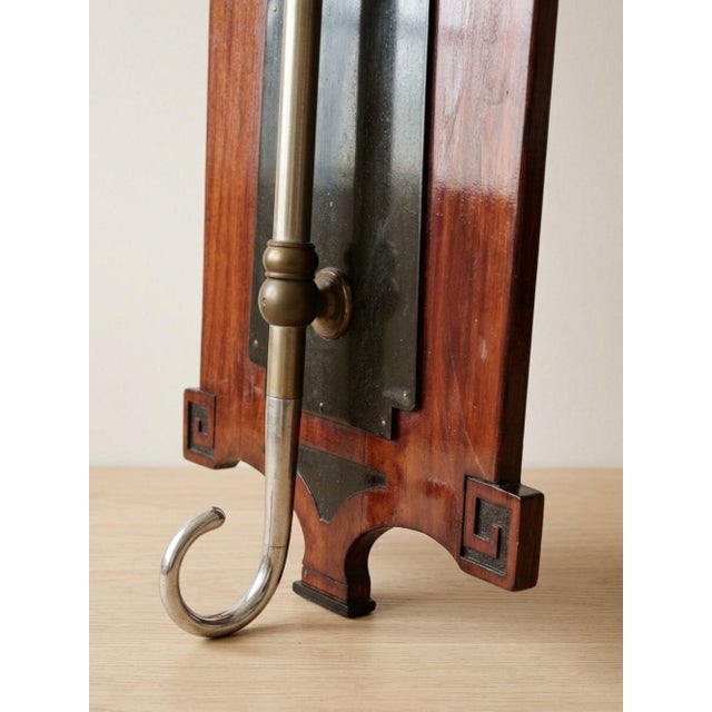 Brown Mid-Century Wooden Coat Rack with Metal Hooks For Sale - Image 8 of 10