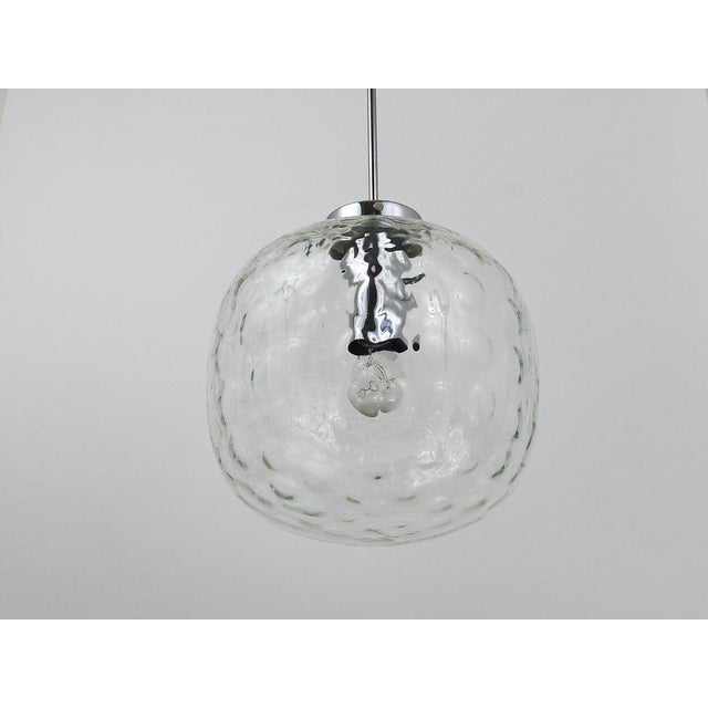 Large Bubble Melting Glass and Chrome Globe Pendant Lamp, Germany, 1970s For Sale - Image 9 of 18