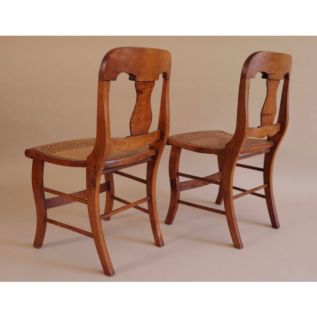 Wood Early 20th Century Pair of Walnut Frame Chairs With Cane Seats For Sale - Image 7 of 10