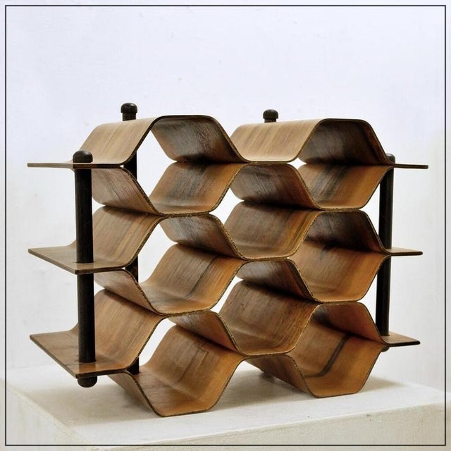 Wine Rack Bottle Stand by Torsten Johansson for Formträ AB, Sweden, 1950s For Sale - Image 14 of 14