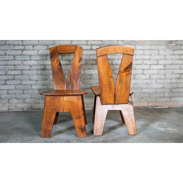 1970s French Modern Brutalist Dining Chairs After Pierre Chapo For Sale - Image 11 of 13