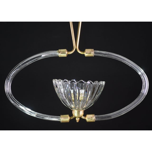 Glass 1950s Art Decò Murano Glass and Brass Chandelier by Barovier & Toso For Sale - Image 7 of 13